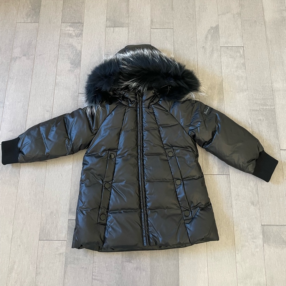 Pramie Girl Puffer Fur Coat Black Size 4 NWT